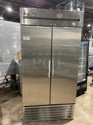 True T-35F stainless steel 2-door reach-in freezer, poly-coated racks, model T-35F, serial 1-842272, 115V 1 phase.