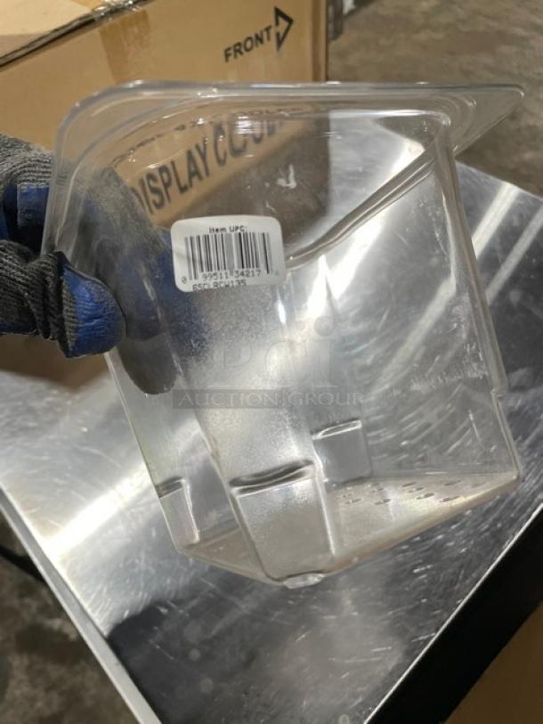 Cambro Camwear Series clear 1/6-size colander pan, model 65CLRCW135, new condition, 5" deep with UPC label.