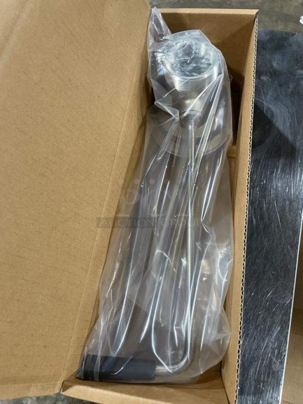 Krowne Commercial Twist Lever Waste Drain, model 22-204, with stainless steel strainer, flange, and 1.25" overflow outlet, new in box.