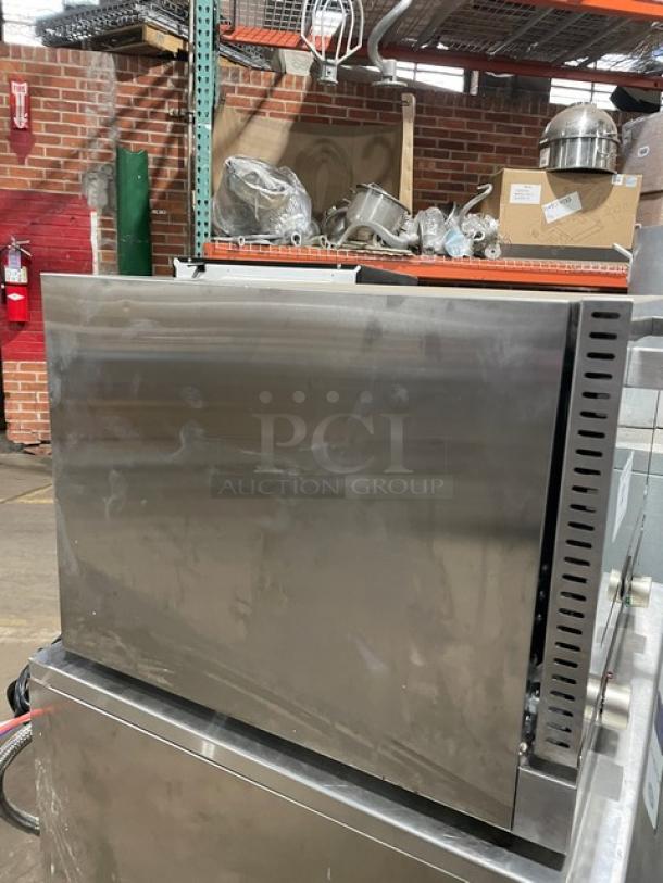 Kitma KMCC50 2020 countertop half-size convection oven, stainless steel, electric, thermostatic control, on legs, 120V.