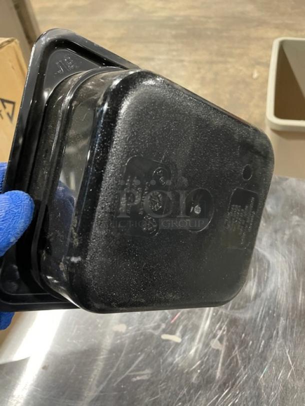 New Cambro commercial black 1/6-size food pan, 2.5" deep. Features durable construction; ideal for food service.