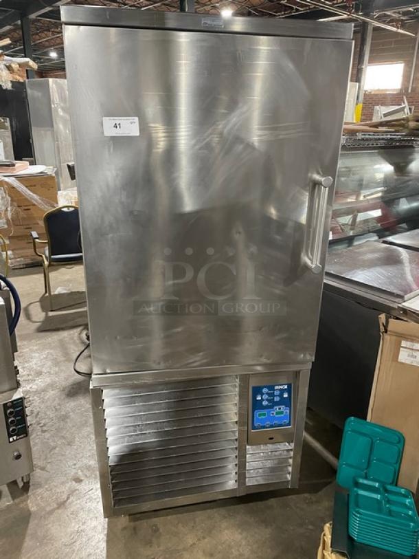 Irinox HC141/50 stainless steel reach-in blast chiller/shock freezer on casters, 208V, 3 phase, with control panel.