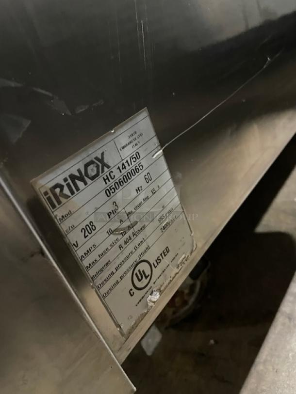 Irinox Commercial Stainless Steel Single Door Reach-In Blast Chiller, Model HC141/50, 208V 3 Phase, on casters, with visible label.