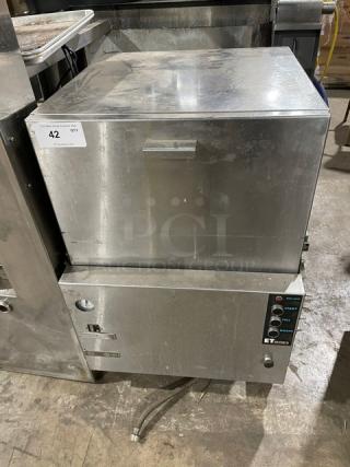American Dish Service ET Series commercial undercounter dishwasher, stainless steel, 120V, on legs, visible wear, SN: WWS080206.