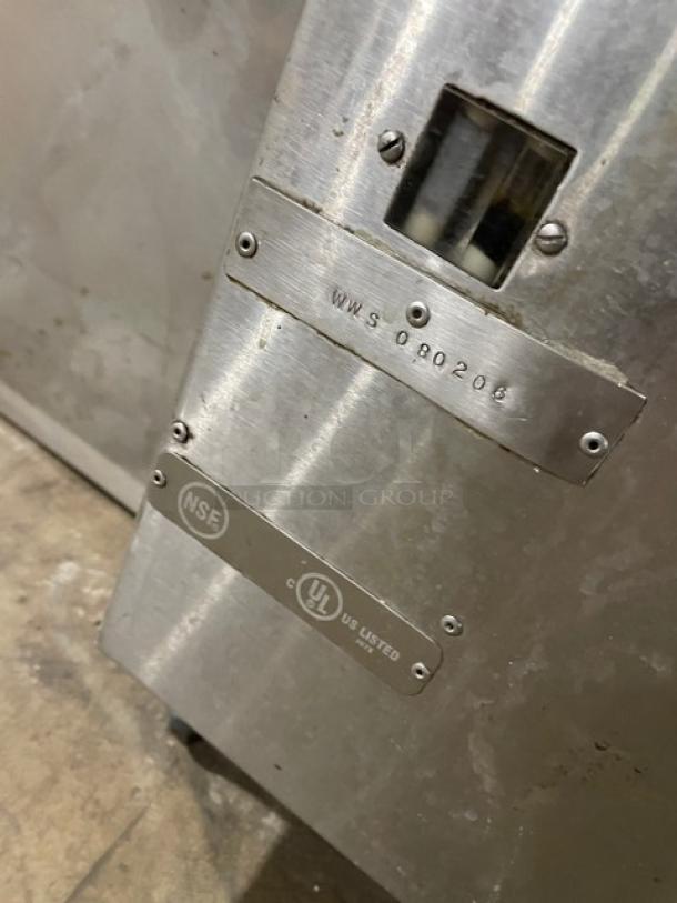 American Dish Service ET Series commercial stainless steel undercounter dishwasher, SN: WWS080206, NSF, UL listed, 120V, leg-mounted.