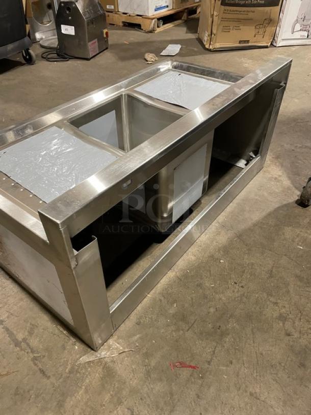 Prepline Stainless Steel Underbar Handwashing Sink, Model BAR1CLR. Single compartment, side drain boards, 3" backsplash. New, scratch-n-dent condition.