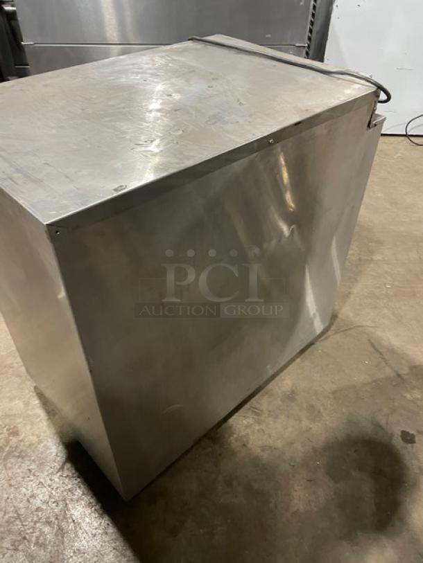 FWE Commercial Stainless Steel Electric Warming Cabinet, Model HLC-SL1826-8-CHP, with wired racks, 120V, on casters.