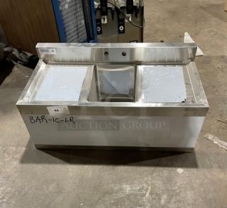 Prepline stainless steel underbar sink, model BAR-1C-LR, with side drain boards, 3" backsplash, minor scratches.