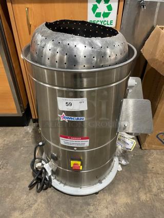 Omcan Elite Series commercial potato peeler, model PEBR0010, 22 lb capacity, stainless steel, electric, 110V.