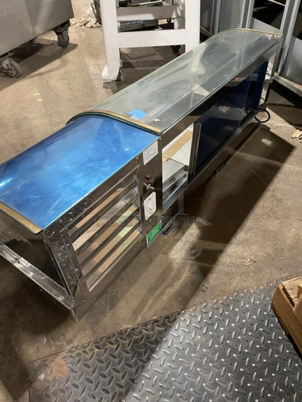 New Diamond GVRB120 stainless steel sushi display case, 49", curved glass, rear sliding doors, Model: GVRB-120, 110V.