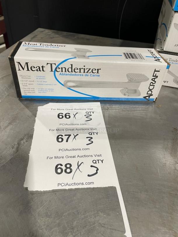 Adcraft MTA-10 square head meat tenderizer in box, new condition, aluminum, 2-3/4" head.