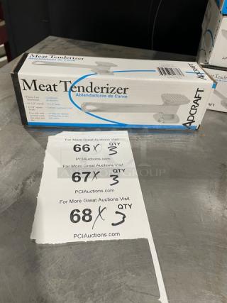 Adcraft MTA-10 square head meat tenderizer in box, new condition, aluminum, 2-3/4" head.