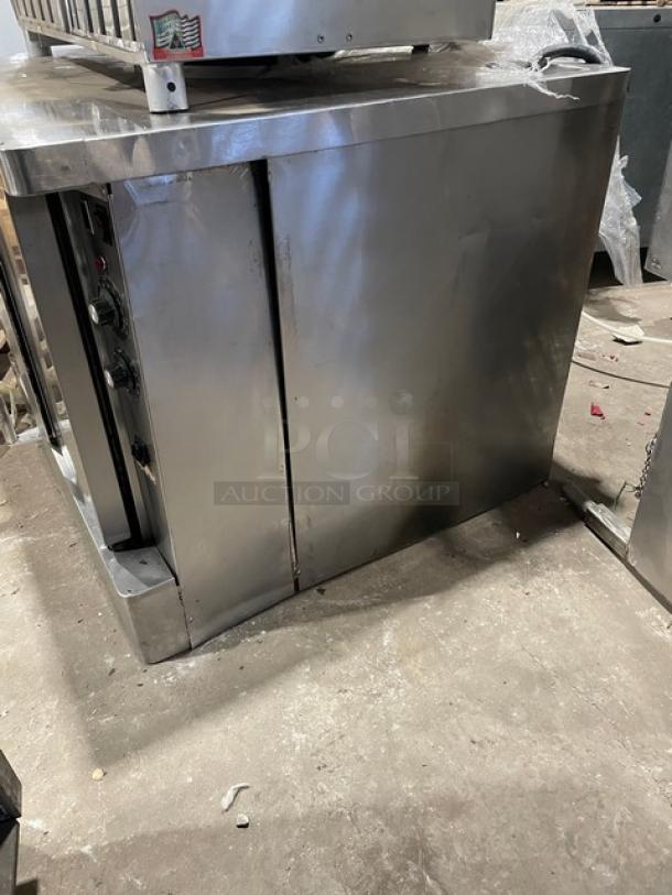 Blodgett commercial stainless steel electric convection oven, single stack, thermostatic control, wired oven rack.