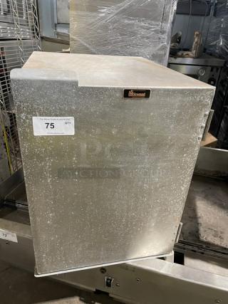 Lockwood CA27RR12 commercial aluminum half-height reach-in retarder cabinet with pan slides, visible wear, model label shown.