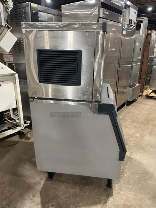 Scotsman Prodigy Series stainless steel ice machine, model C0330SA-1C/B330P, air-cooled, on legs, Energy Star certified.