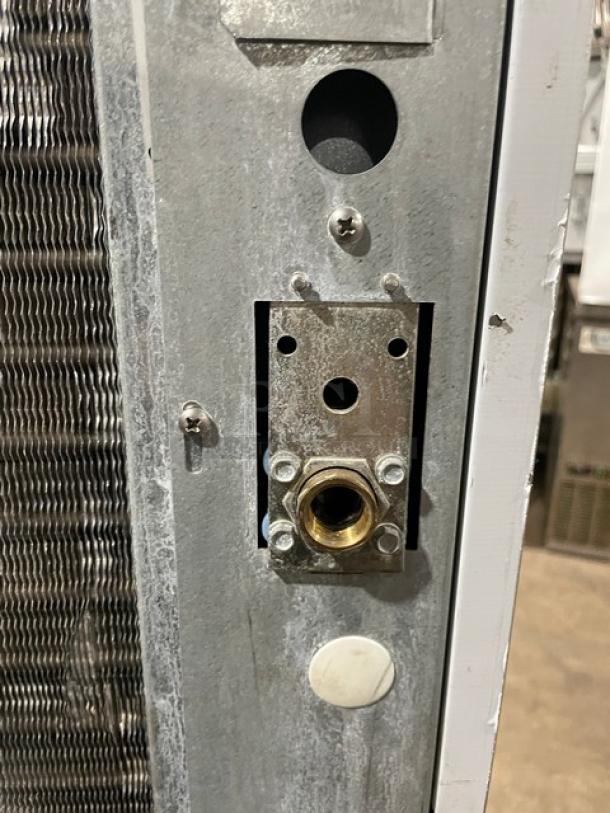 Scotsman Prodigy Series ice machine port detail, model C0330SA1C/B330P. Stainless steel, air-cooled, on legs.