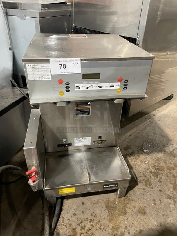 Bunn DUALSHDBC commercial stainless steel twin coffee brewer with hot water dispenser, digital controls; Model: DUALSHDBC.