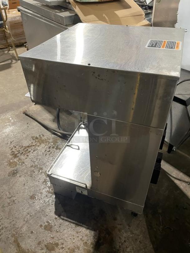 Bunn DUALSHDBC commercial stainless steel twin coffee brewer with hot water dispenser, digital controls, on legs, 120/208V.