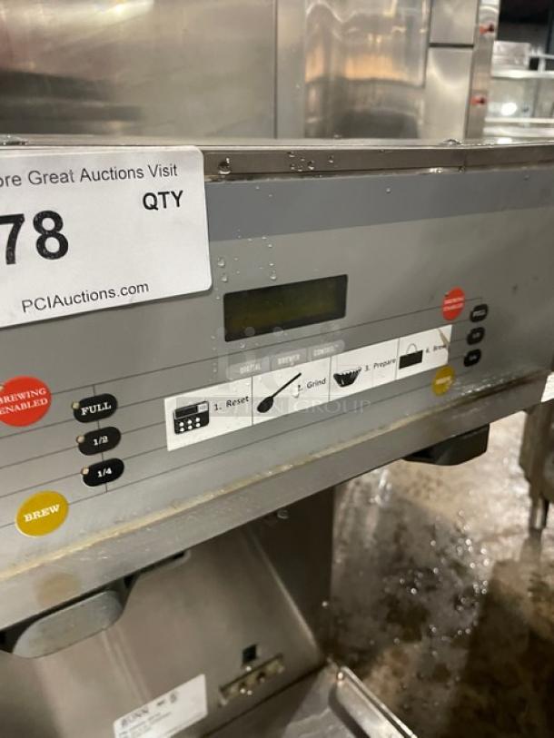 Bunn Dual Soft Heat Automatic Twin Coffee Brewer, model DUALSHDBC. Features digital control, hot water dispenser.