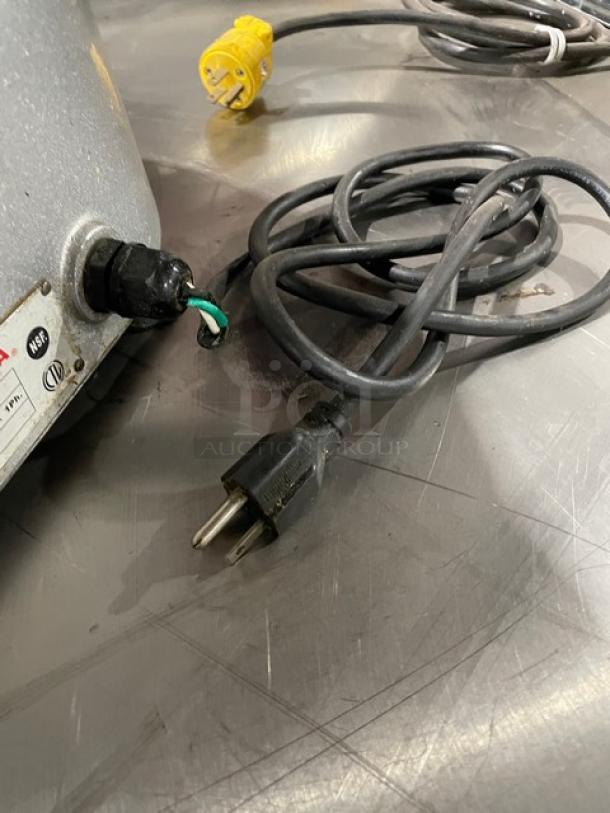 Transamerica TBR580 commercial food processor plug and power cord, 115V, single phase, in used condition with visible wiring.