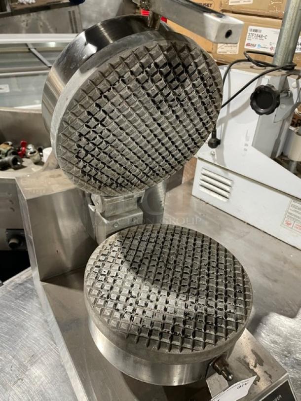 Star SWCBE Stainless Steel Electric Waffle Cone Baker, 240V, Commercial Grade, Serial No. WCB09758, countertop model.