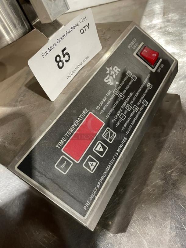 Star SWCBE stainless steel electric waffle cone baker, model SWCBE, condition visible with control panel, power switch, 240V.