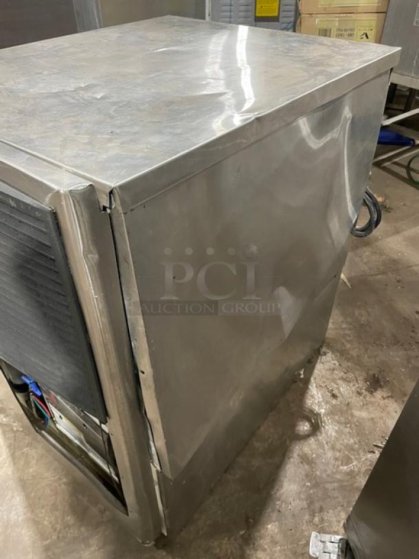 Hoshizaki KM-515MAH commercial ice maker, stainless steel, air-cooled, electric, crescent-cube style, used condition.