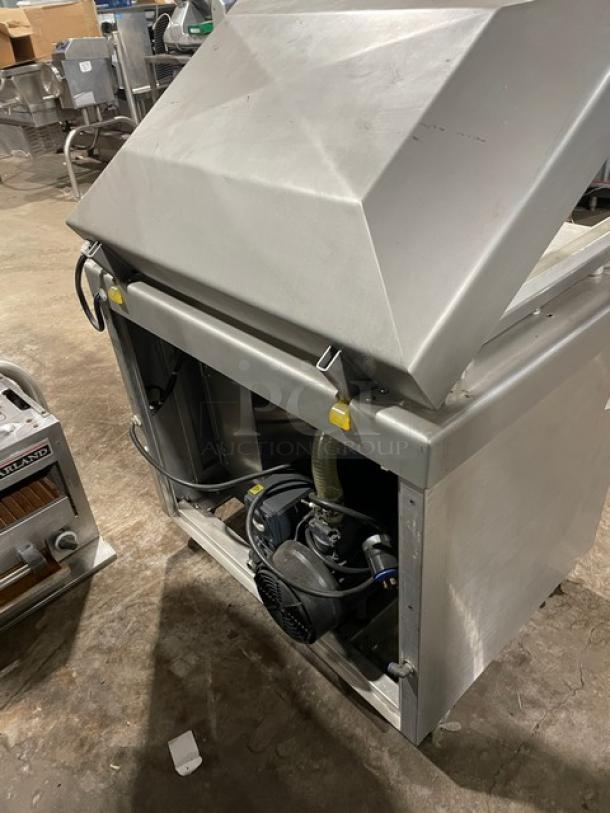 Promax commercial stainless steel electric vacuum tray sealer with digital controls, on casters. Working condition.