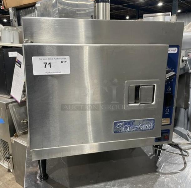Cleveland Range 21CET8 Electric Convection Steamer, stainless steel, 3-phase, with built-in pan rack, on legs, model 21CET8.