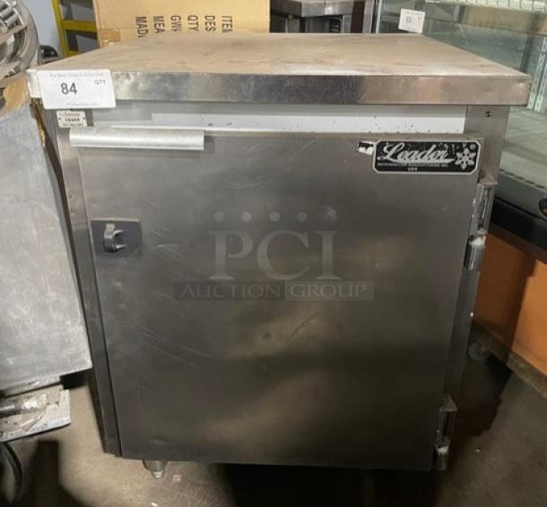 Leader Commercial Stainless Steel Single Door Undercounter Refrigerator, Model NSFB27SC, with poly-coated wire rack.