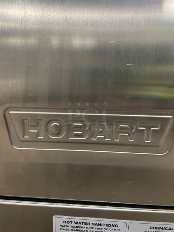 Hobart LXEH commercial stainless steel dishwasher, new body style, Energy Star certified. Features hot water sanitizing.
