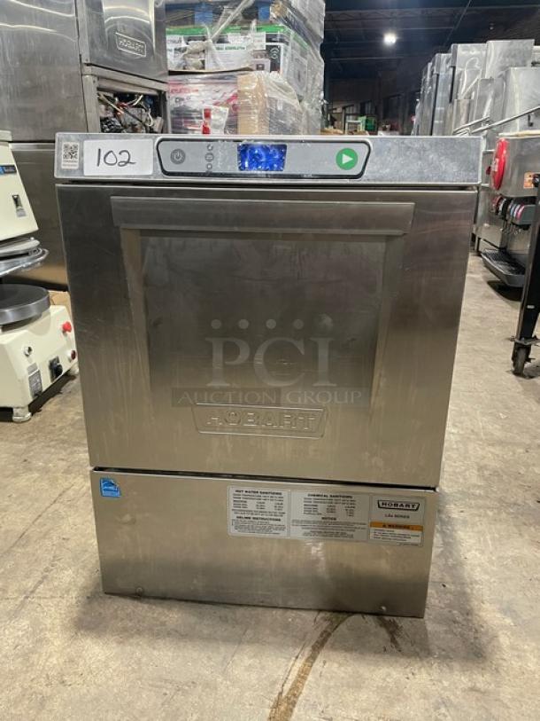 Hobart LXEH stainless steel commercial dishwasher, Energy Star certified, new body style, undercounter, 120/208-240V, 1 Phase.
