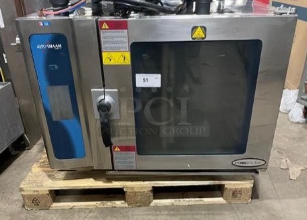 Alto-Shaam Combitherm Series 714ESISK stainless steel combi/smoker oven, electric-powered, 208-240V, 3-phase, on pallet.