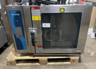 Alto-Shaam Combitherm Series 714ESISK stainless steel combi/smoker oven, electric-powered, 208-240V, 3-phase, on pallet.