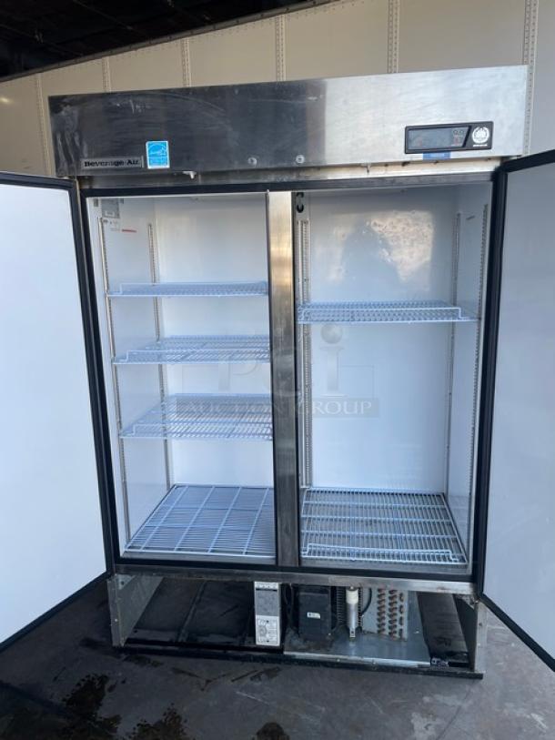 Beverage-Air Commercial Stainless Steel 2 Door Reach-In Freezer, Model KF481AS, Energy Star, with poly-coated wired rack.
