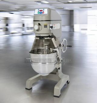 Globe SP40P 40-Qt Commercial Mixer, superb condition, 220V, tested, with safety guard and clear controls, by Globe Food Equipment Co.