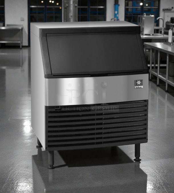 Pristine Manitowoc Q210 undercounter ice machine, dice cube type, stainless steel, fully tested and working, USA-made.