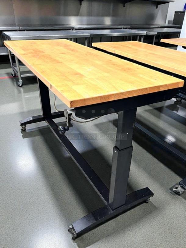 (x4) Commercial solid wood prep tables on wheels, heavy-duty, outstanding condition, fully inspected, ready to use.
