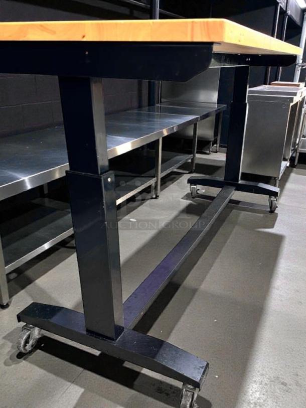 (x4) Commercial solid wood prep tables on wheels, heavy-duty, outstanding condition. Fully inspected and ready to use.