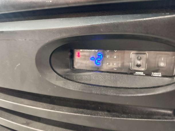 Minus Forty Dual Glass Door Display Refrigerator, LED lit, model 43-UDGF-X1-1C000-BK-8SHELF, in superb condition.