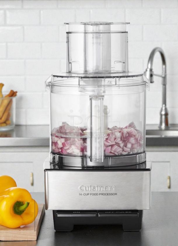 Cuisinart 14-Cup Food Processor in stainless steel, outstanding condition, fully tested and working, 120V.