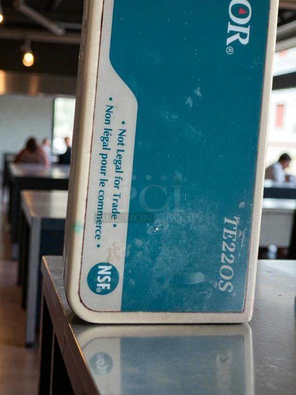 Taylor TE22OS digital countertop portion control scale, very good condition, fully tested, NSF certified, label indicates "Not Legal for Trade."