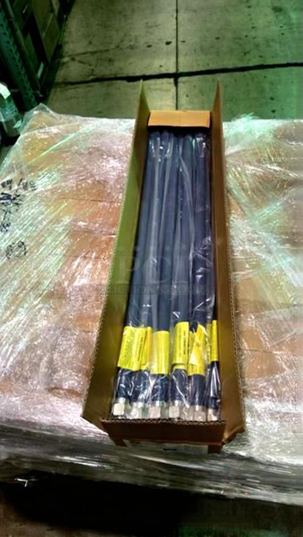 Box of 10 brand new North American Kitchen Solutions NK-S-36 gas connectors, wrapped in plastic, with visible yellow labels.