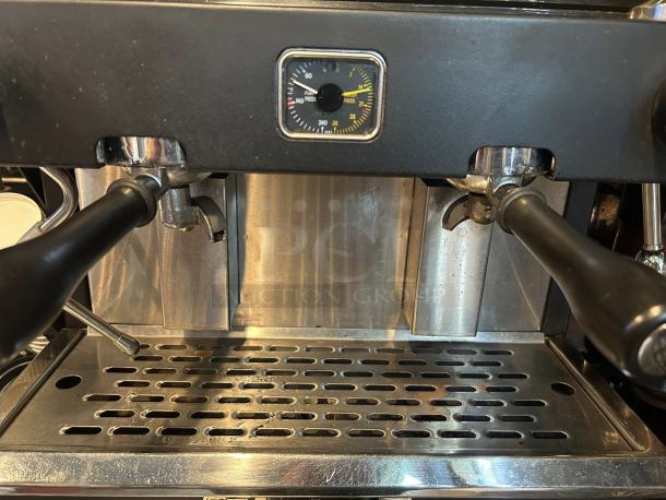 Astra MEGA 2 commercial espresso machine in outstanding condition, featuring dual portafilters and a pressure gauge. Fully tested.