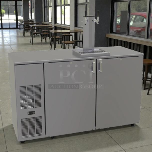 Glastender BB60-R1-SN(LR) 2-door back bar cooler with draft system, premium condition, tested and working.
