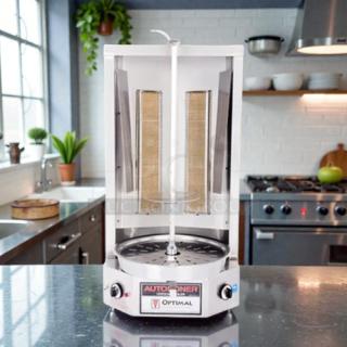 Optimal Automatics Autodoner 3PG, 65 lb capacity gas vertical broiler and rotisserie, exceptional condition, tested and working.