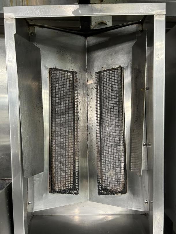 Optimal Automatics 3PG gas vertical broiler and rotisserie, 65 lb. capacity, stainless steel, fully tested, excellent condition.
