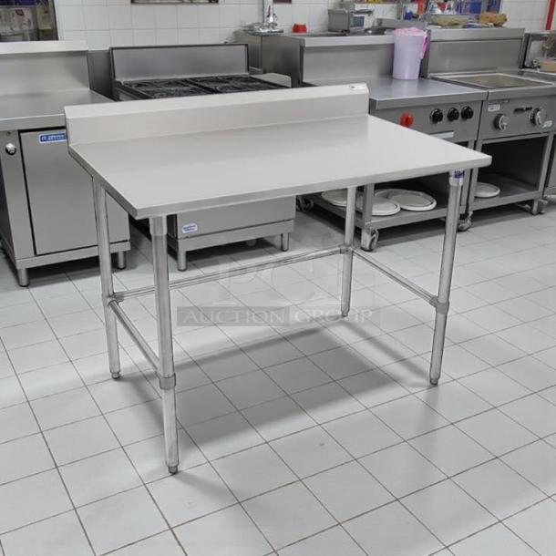 John Boos ST6R5-3060GBK 60" stainless steel worktable with 2 drawers, open base, excellent condition, fully tested.
