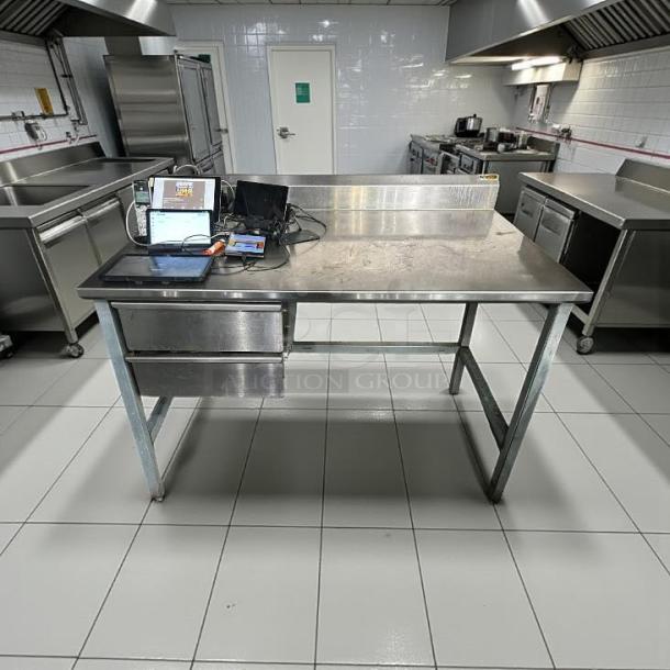 John Boos ST6R5-3060GBK stainless steel worktable, 60" with 2 drawers, open base, outstanding condition, tested, ready for use.