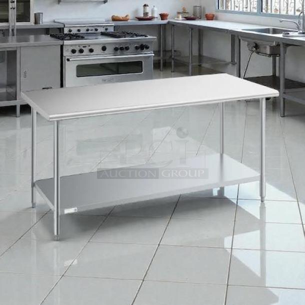 GSW USA WT-E3072 stainless steel work table, 30"x72", with galvanized undershelf, outstanding condition, fully tested.